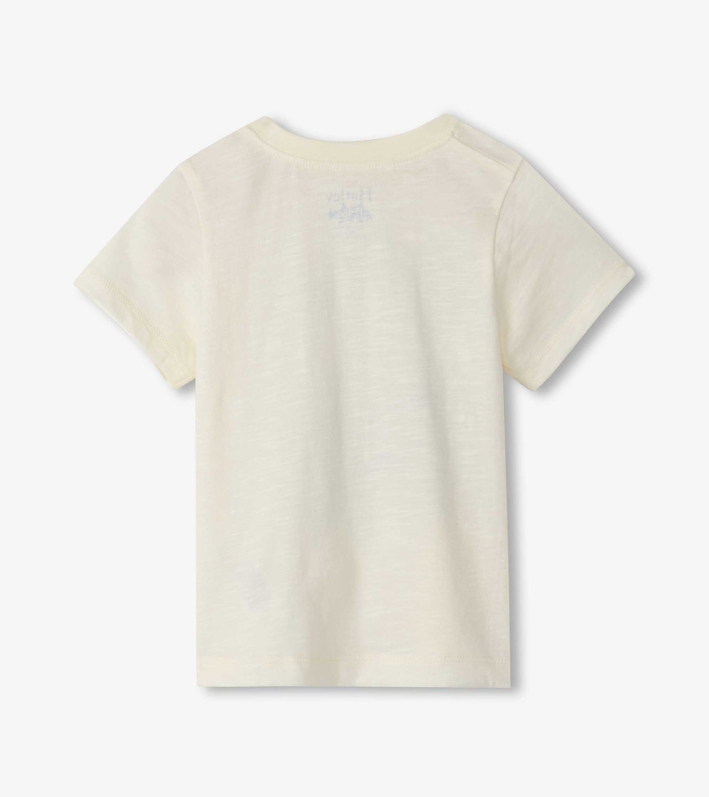 Light yellow short-sleeve graphic tee for baby and toddler boys, featuring a soft, relaxed fit and crew neckline.