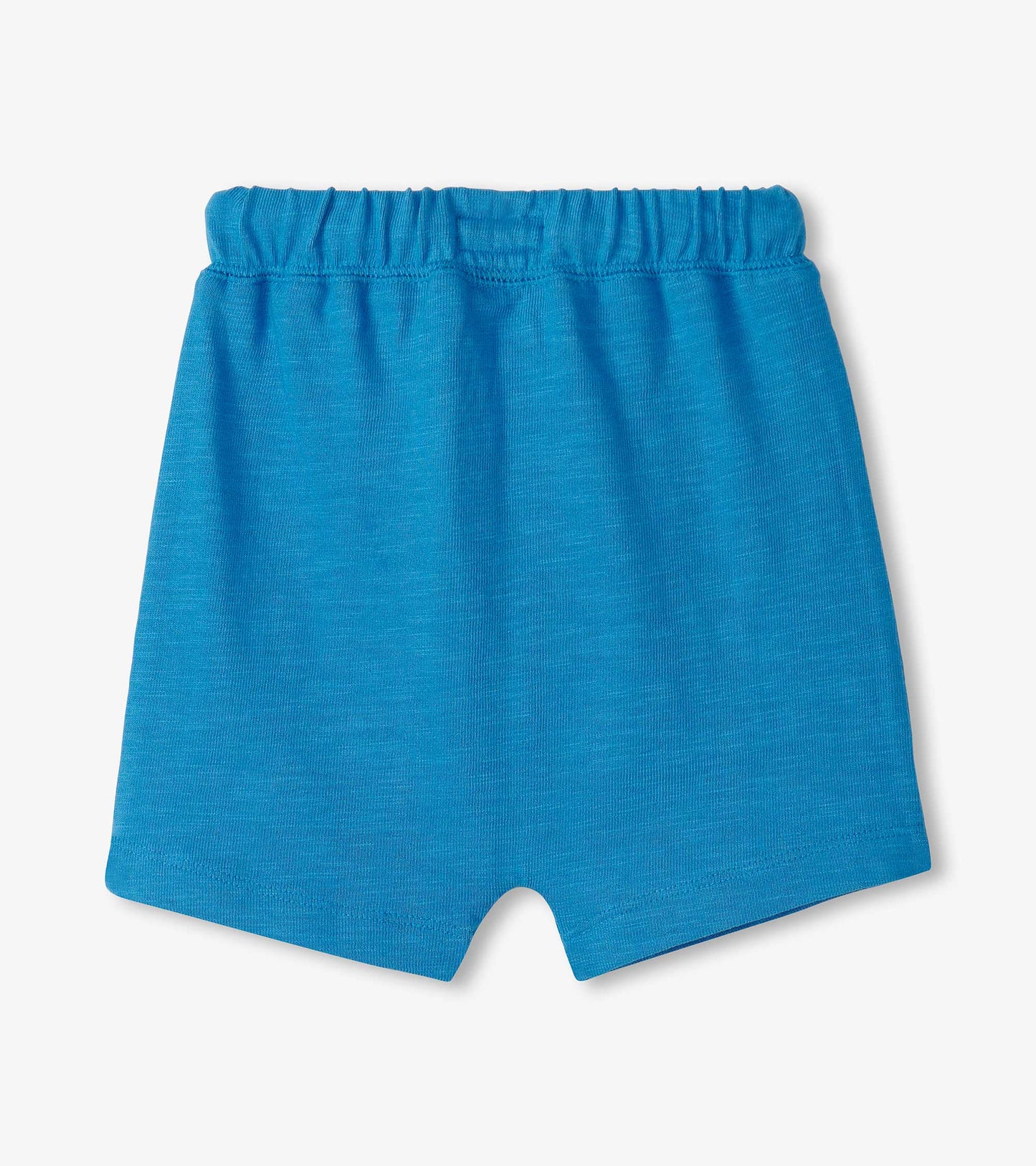Mediterranean blue kangaroo shorts with an elastic waistband, designed for baby and toddler boys.
