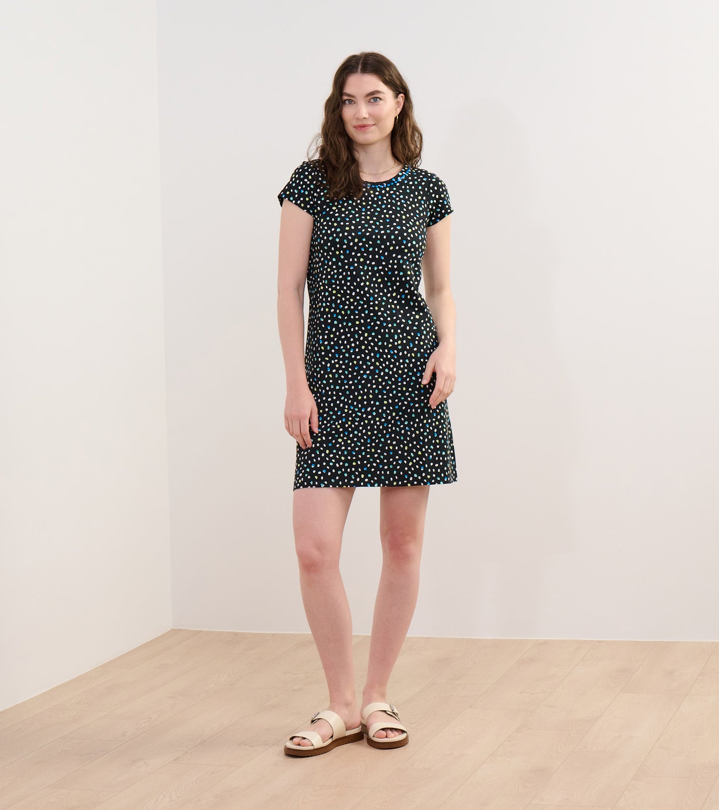 Cici A-Line Dress - Multi Dots