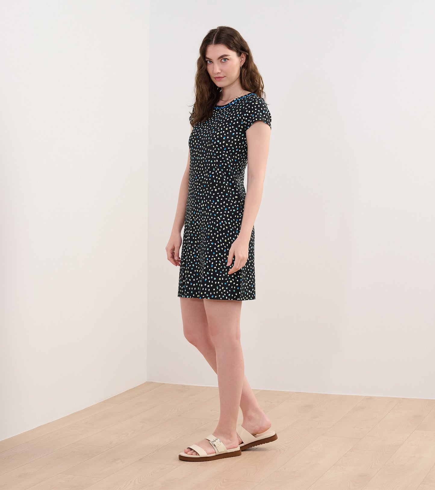 Cici A-Line Dress - Multi Dots