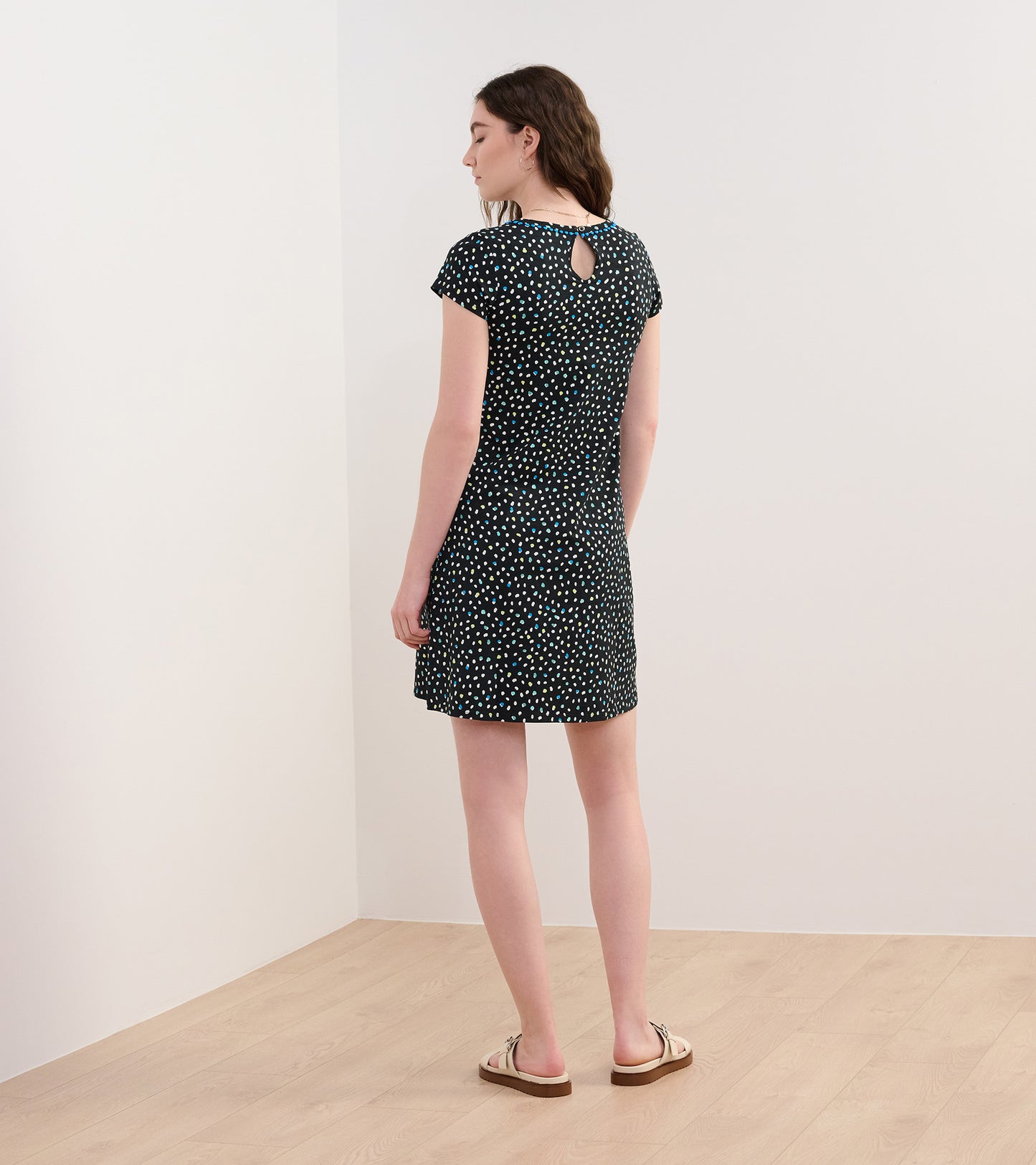 Cici A-Line Dress - Multi Dots