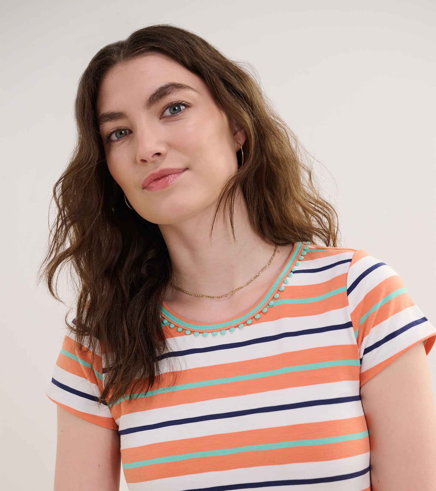 Cici A-Line Dress - Melon Stripes