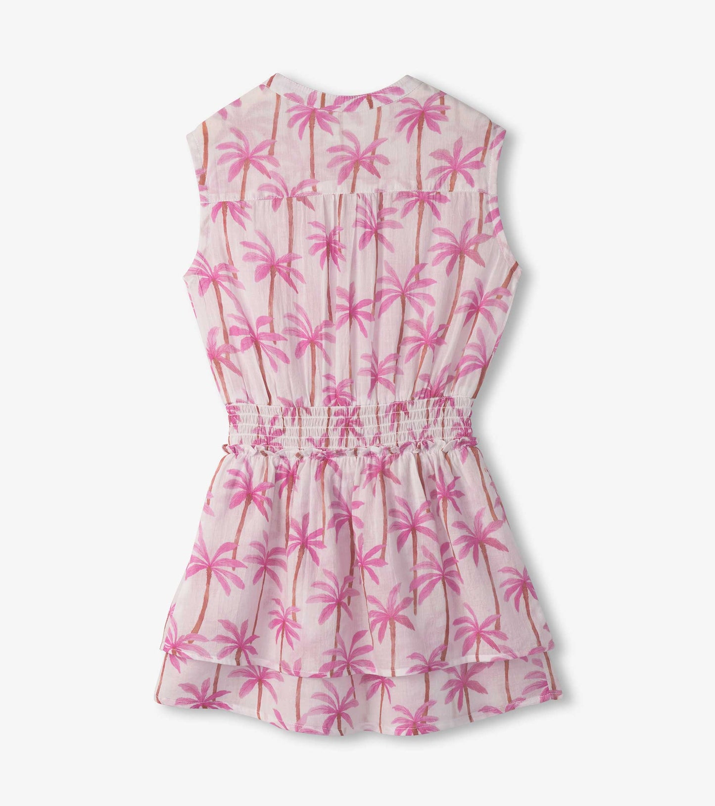 Girls Palm Trees Smocked Waist Dress
