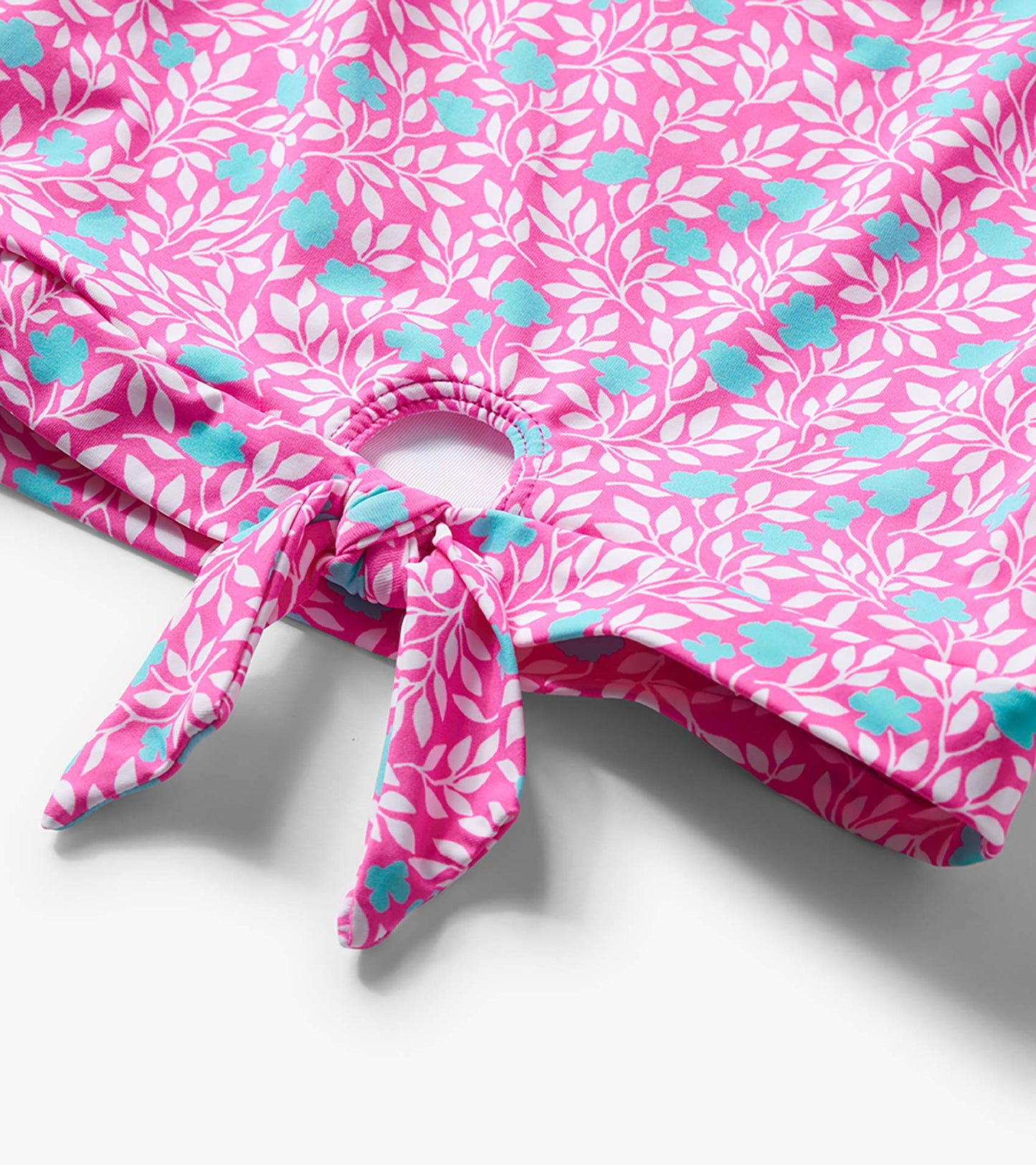 Girls Pink Floral Stripes Tie-Front Two-Piece Swimsuit