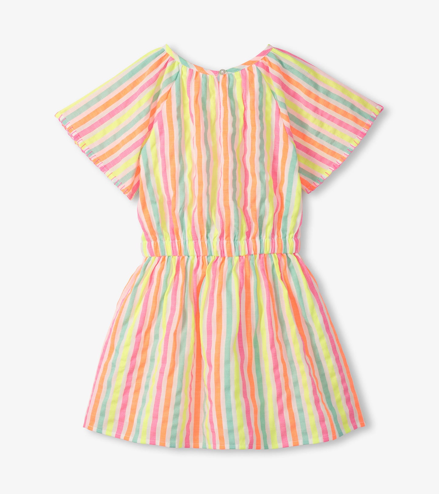 Girls Neon Summer Stripes Woven Play Dress