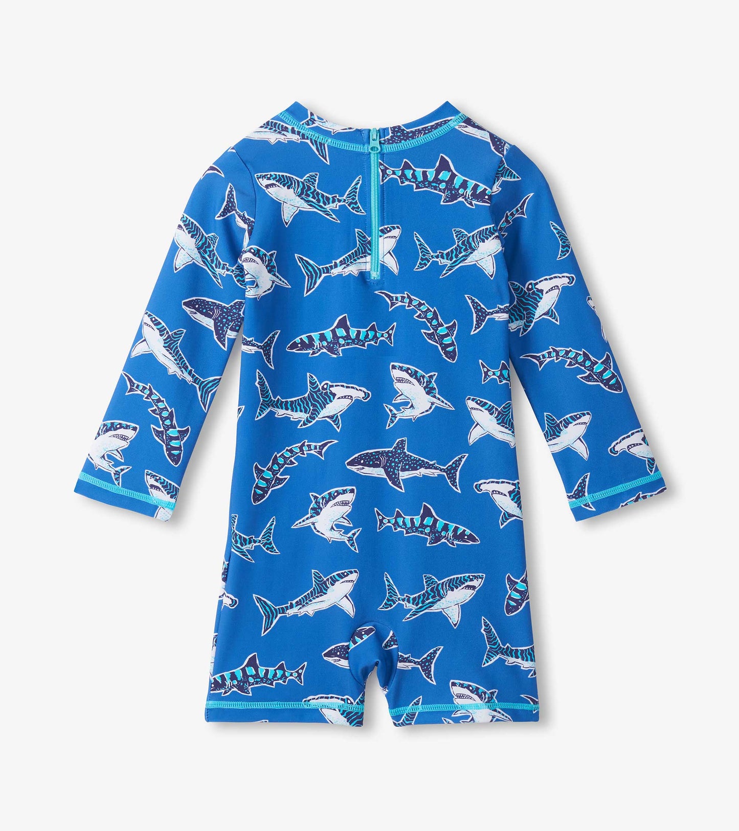 Baby Boys Patterned Sharks One-Piece Rashguard Swimsuit