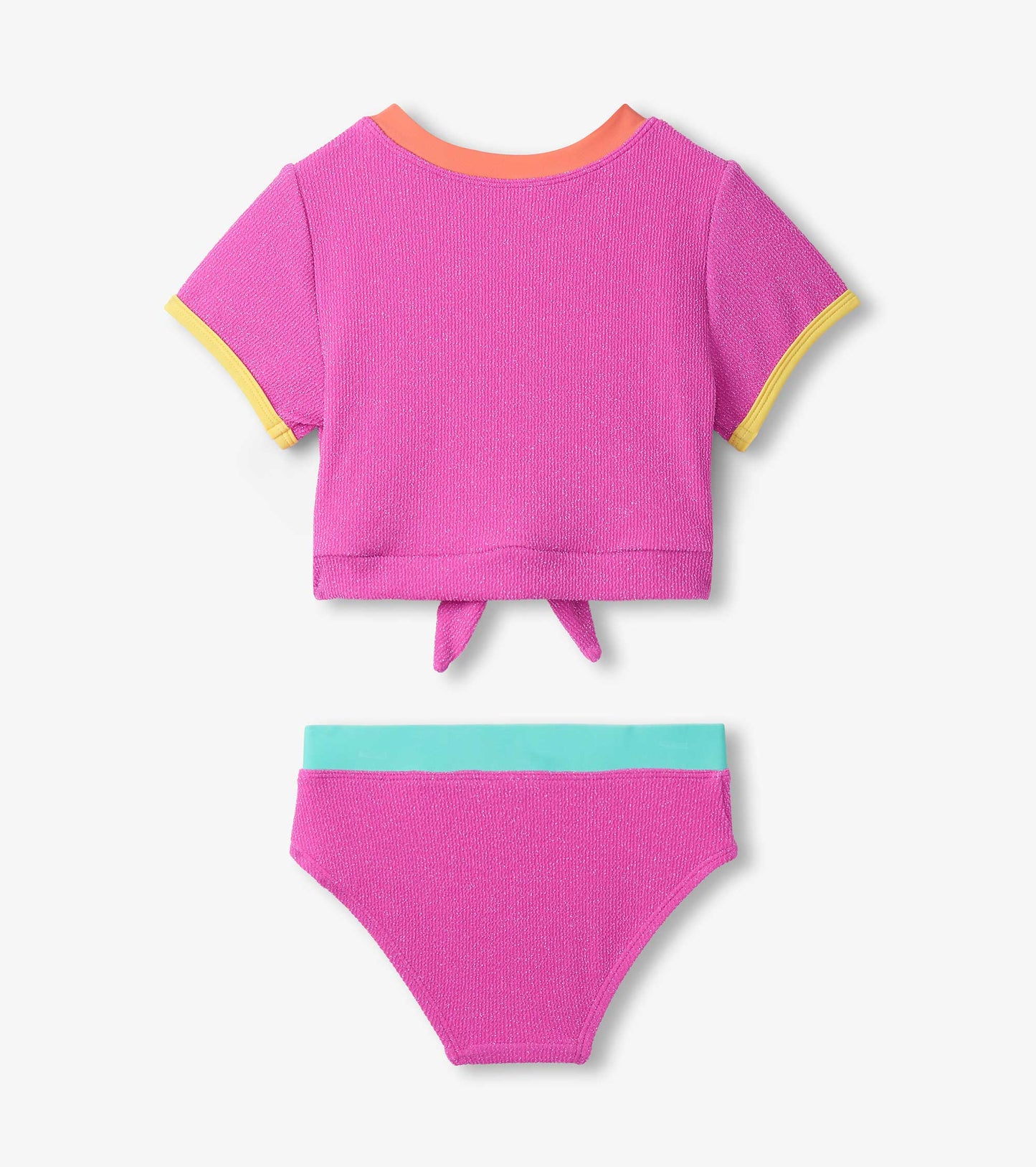 Girls Hot Pink Tie-Front Two-Piece Swimsuit