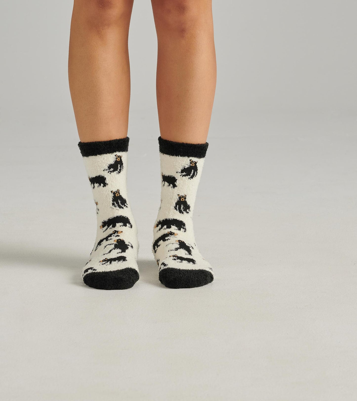 Black Bears on Natural Women's Crew Socks