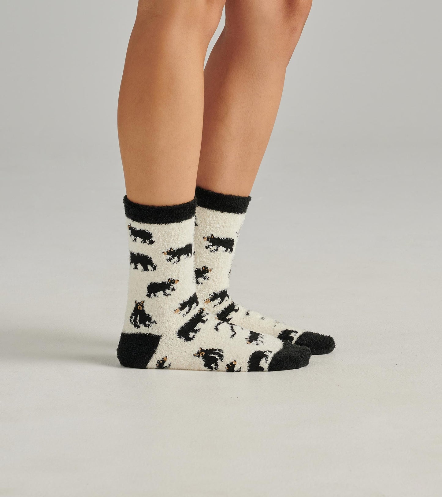 Black Bears on Natural Women's Crew Socks