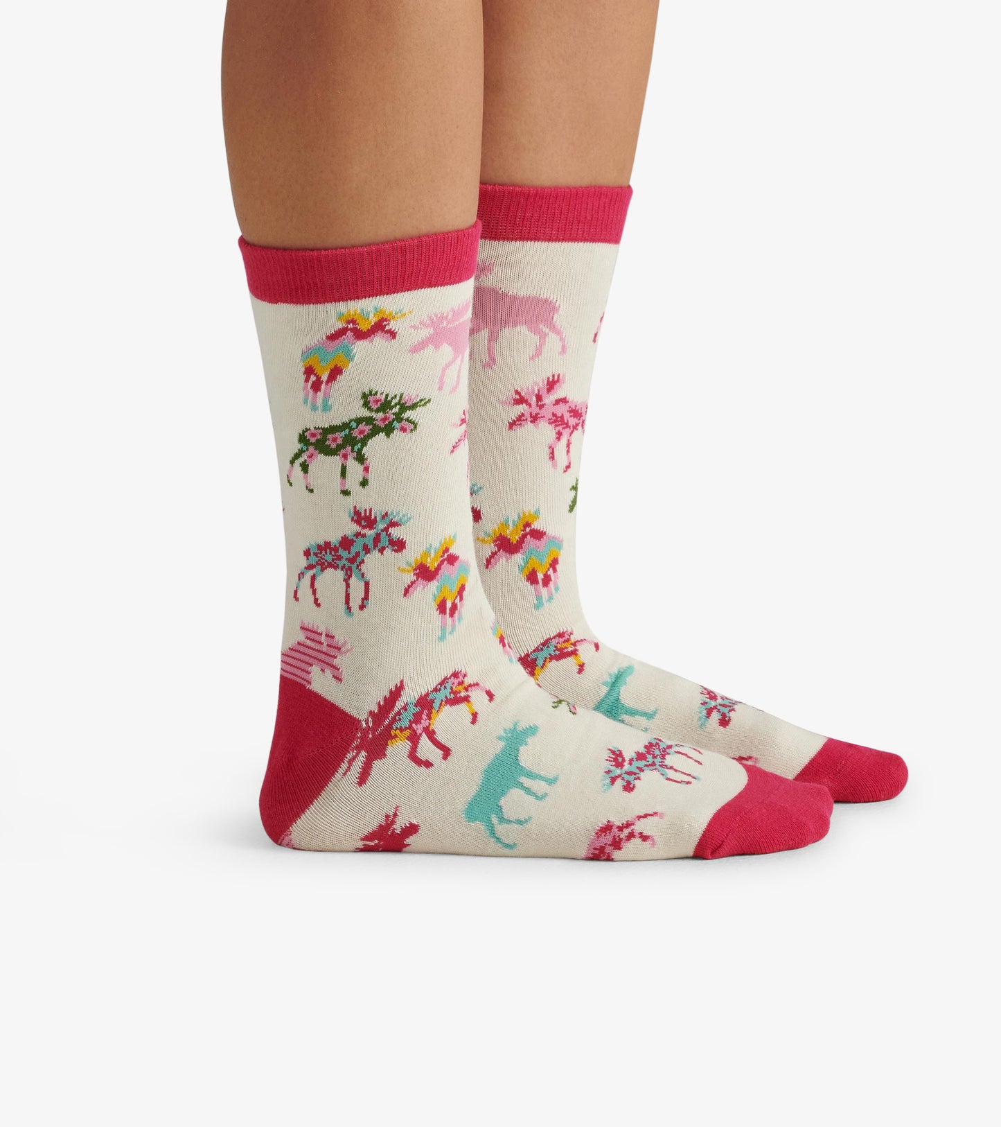 Patterned Moose Women's Crew Socks