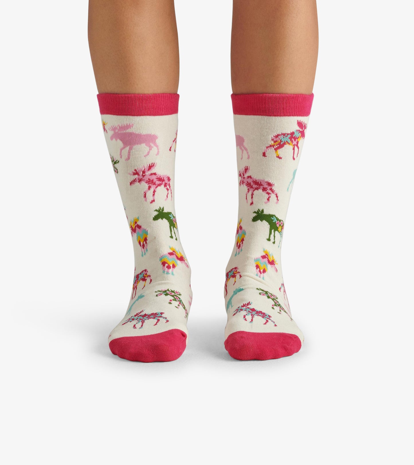 Patterned Moose Women's Crew Socks