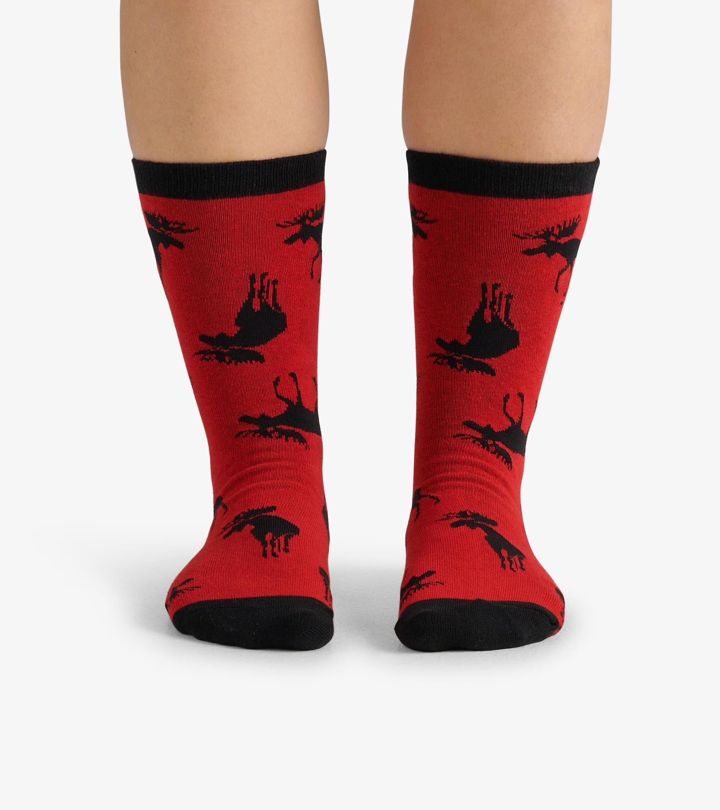 Moose on Red Women's Crew Socks