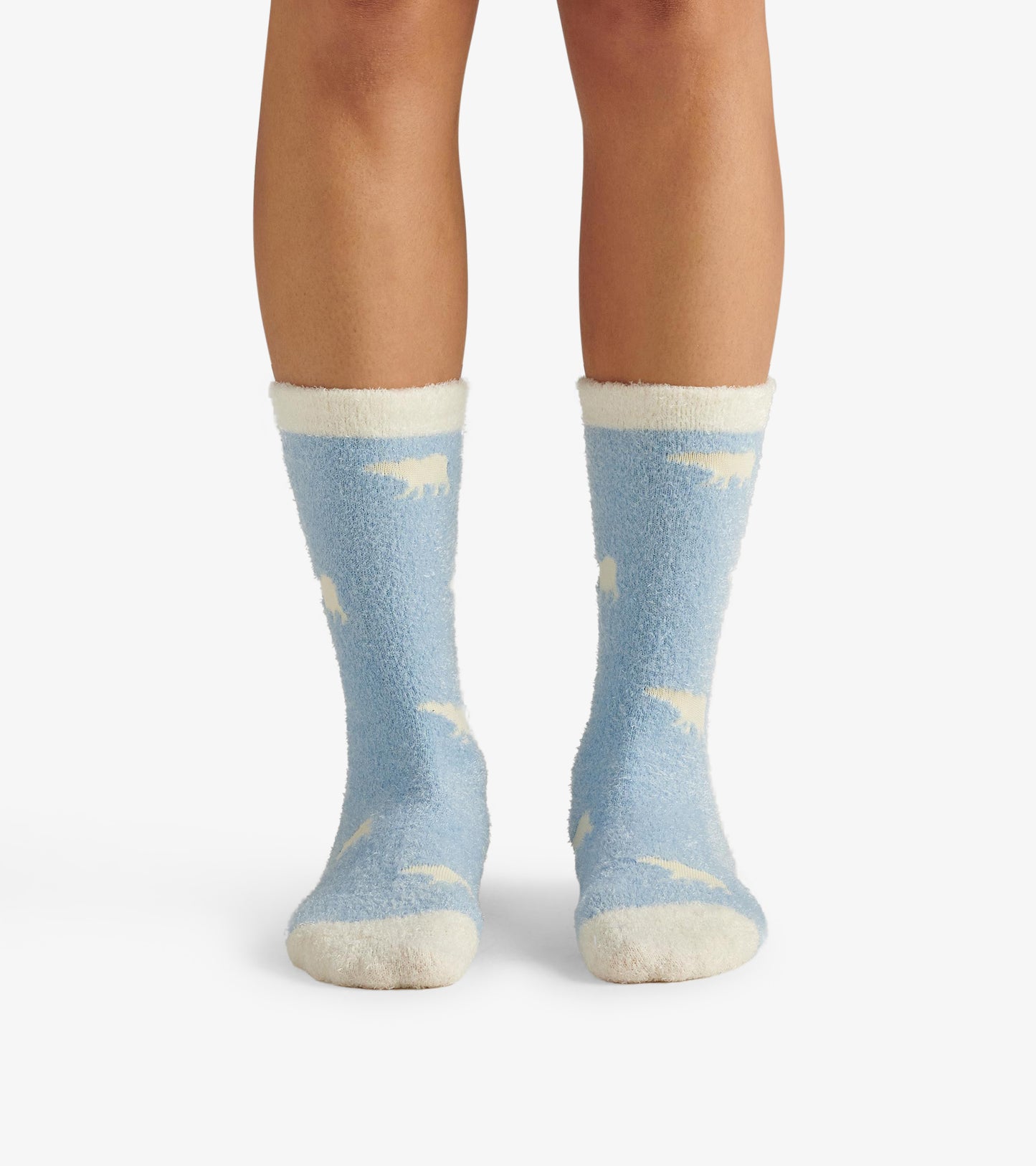 Adult Blue Polar Bears Fuzzy Socks