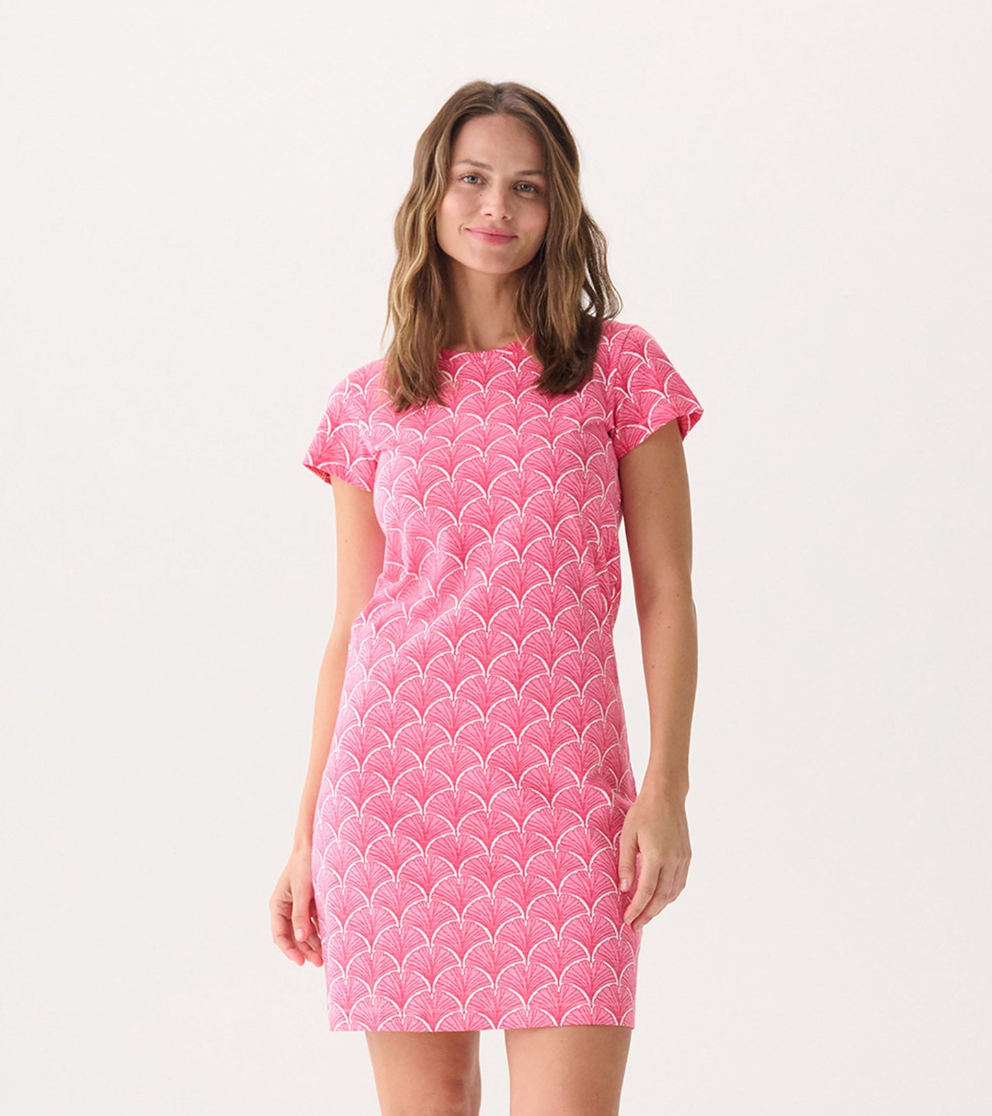 Women's Coral Fans Crew Neck T-Shirt Dress