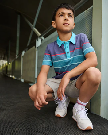 Boys Striped Blue Polo Tee