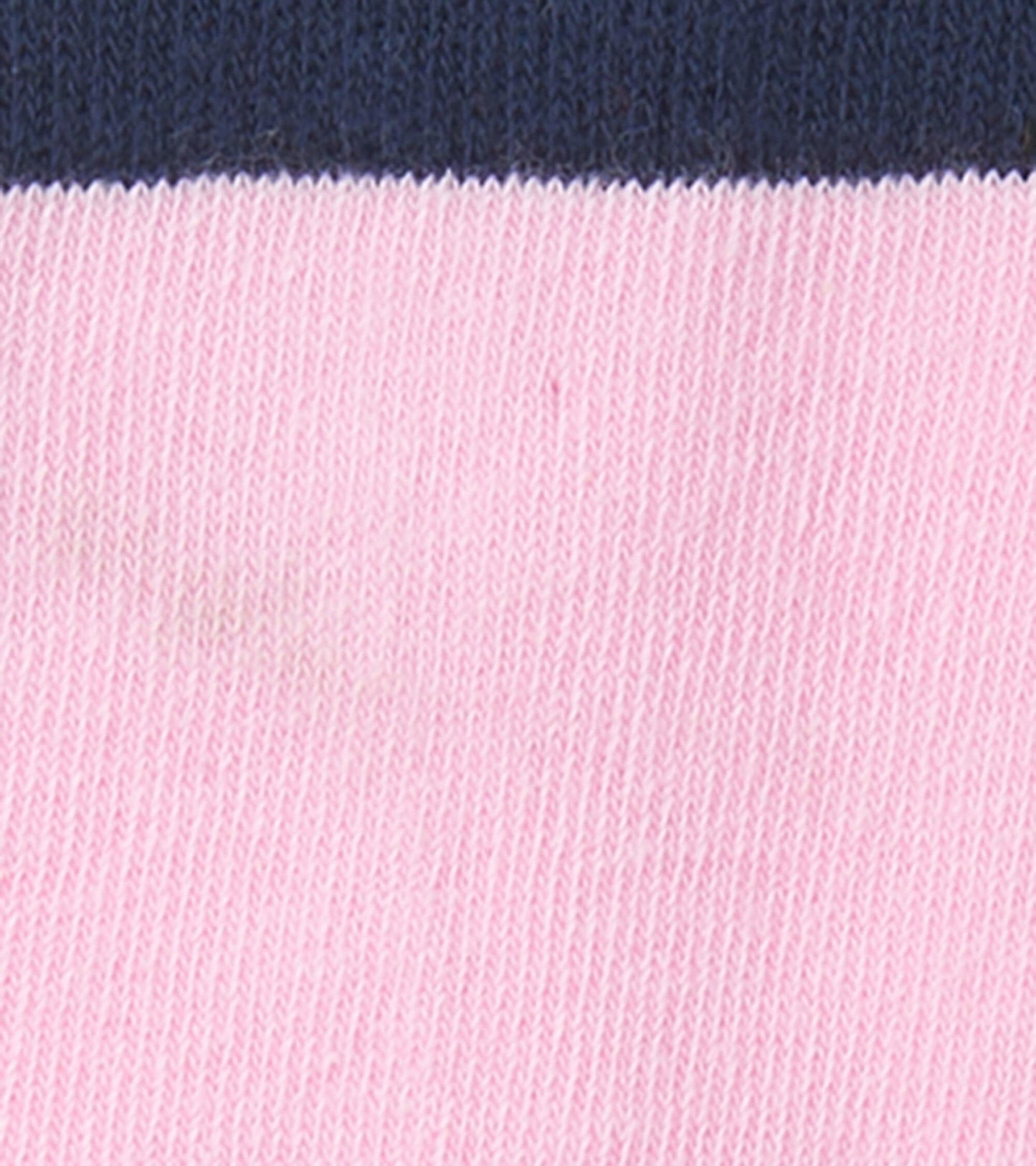Pink and navy crew socks featuring a soft knit material, ideal for kids aged 2-12.