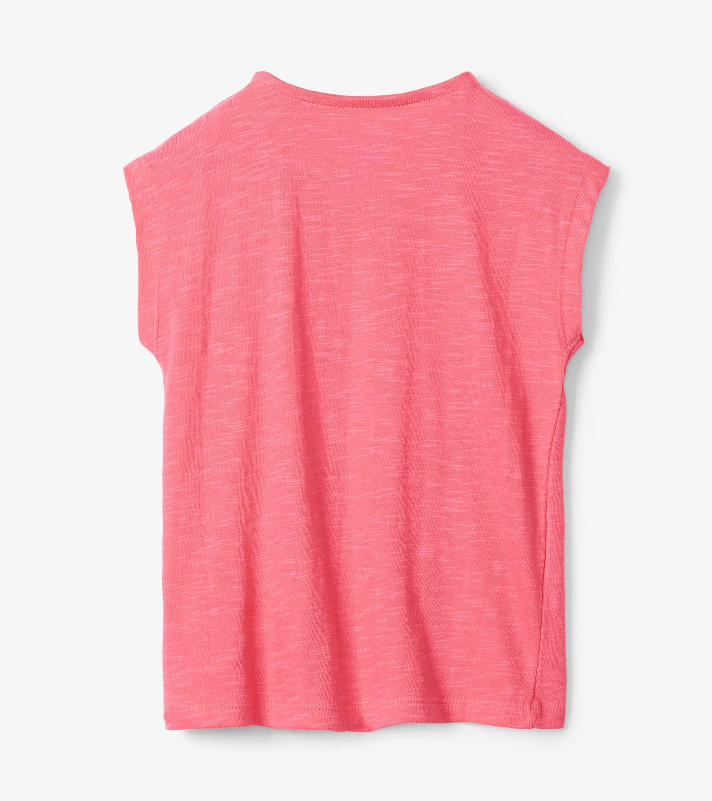 Pink short-sleeve toddler tee with a soft texture and relaxed fit, featuring a simple design.