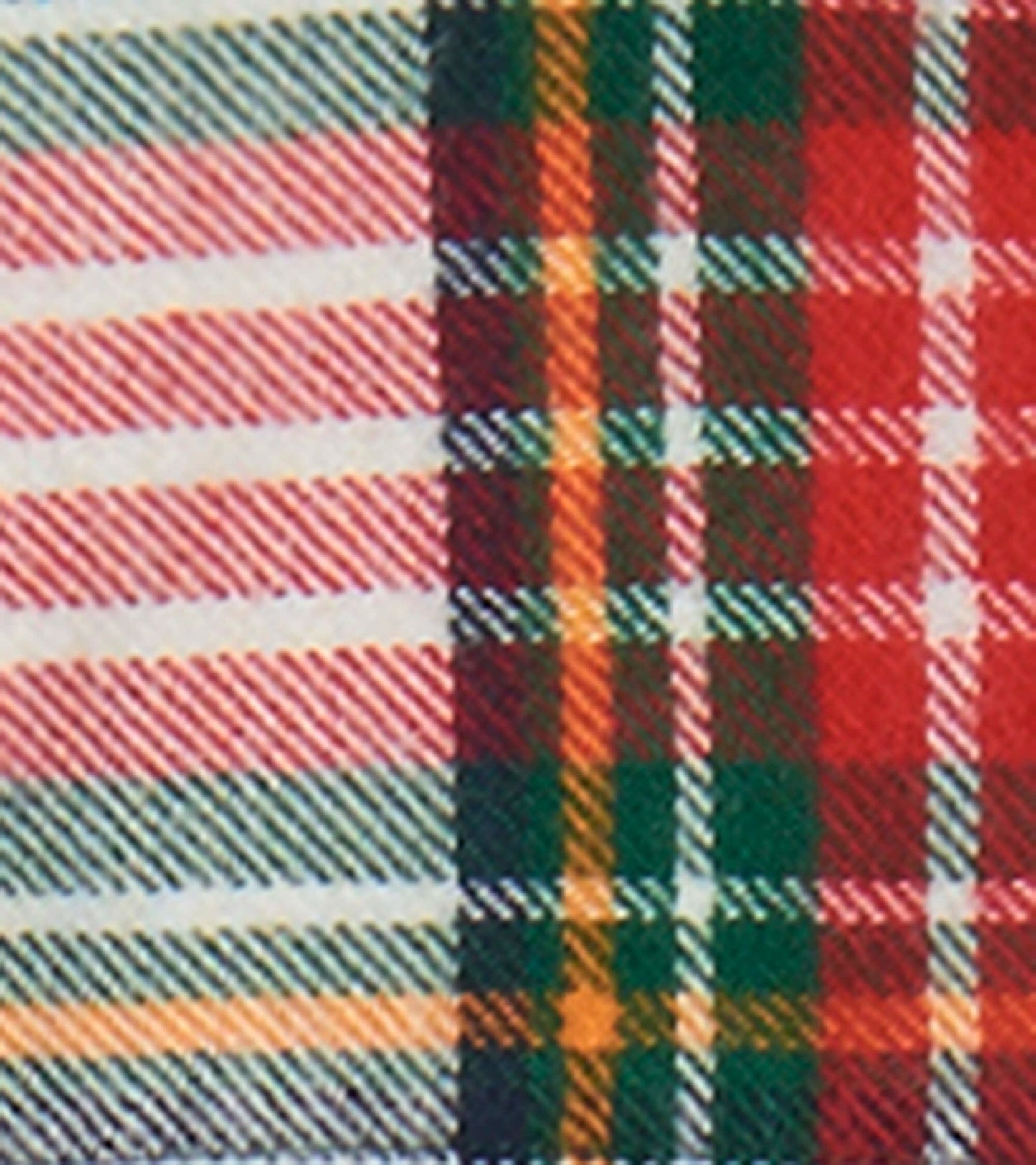 Red, green, and white plaid pattern on a soft fabric, suitable for babies.