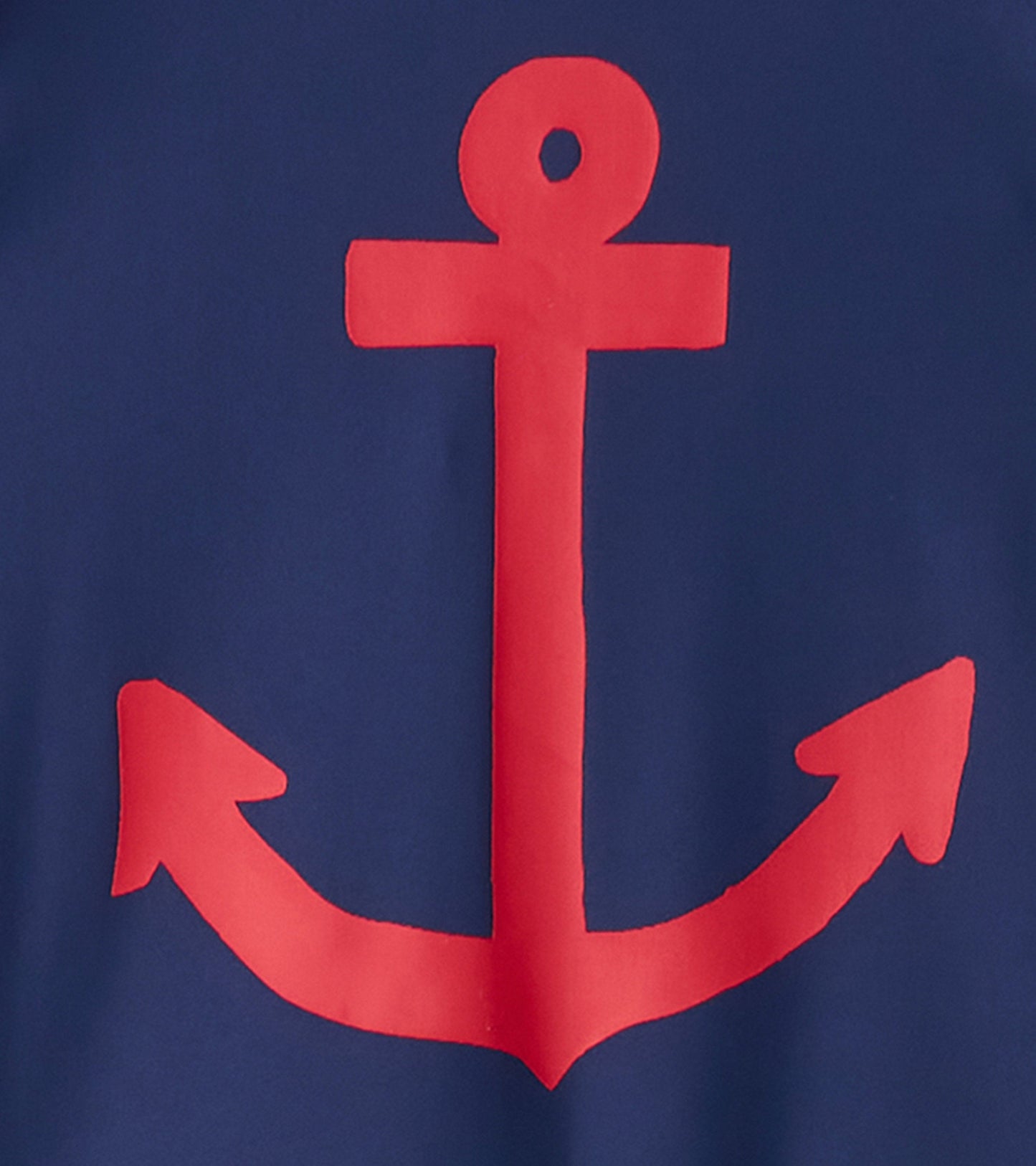 Navy one-piece rashguard featuring a large red nautical anchor design, suitable for baby boys.