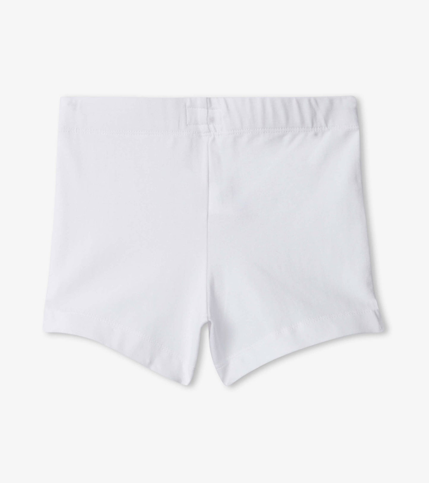 White summer shorts for girls with a simple design and elastic waistband, suitable for warm weather wear.