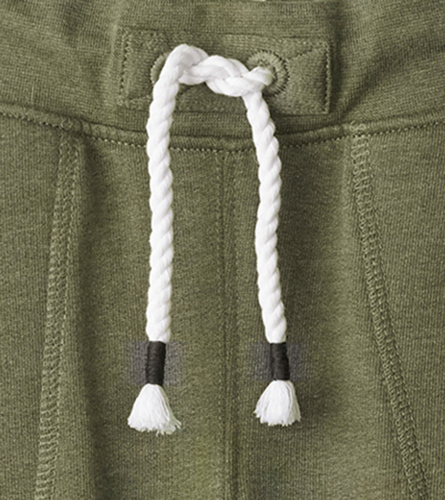 Green melange slim fit joggers featuring a white drawstring and elastic waistband.