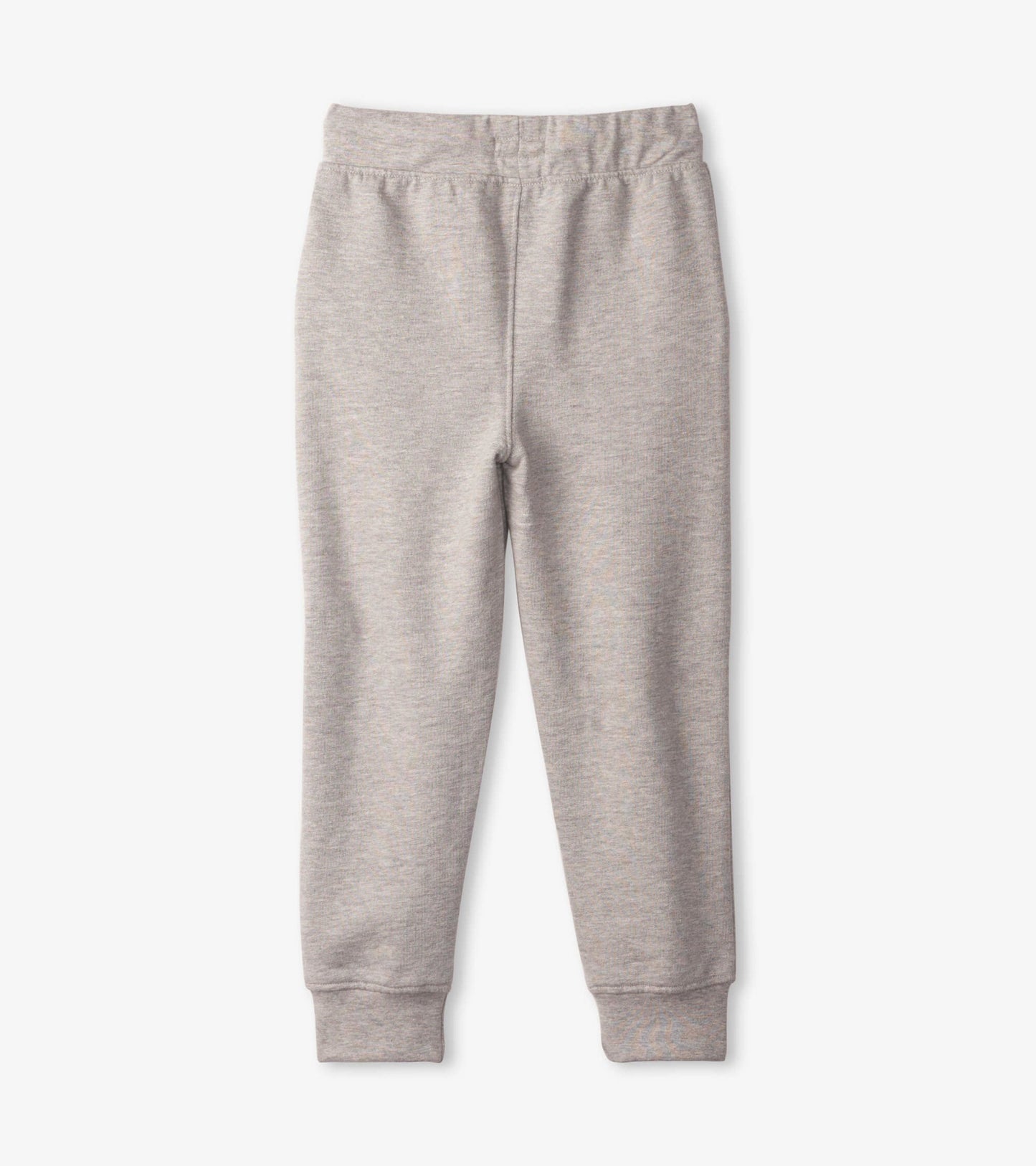 Grey slim fit joggers with elastic waistband and cuffed ankles, suitable for athletic activities.