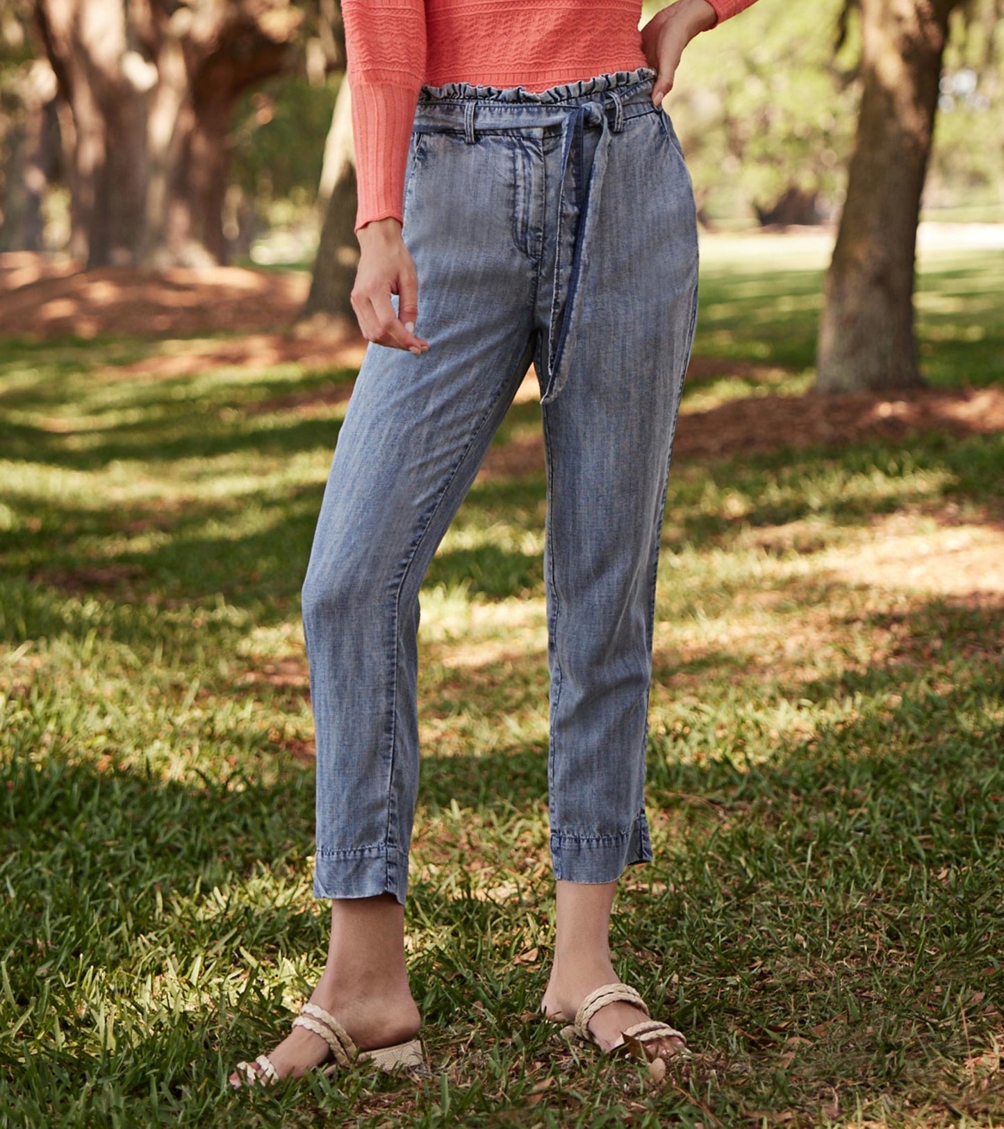 Paper Bag Trousers - Blue Acid Rinse