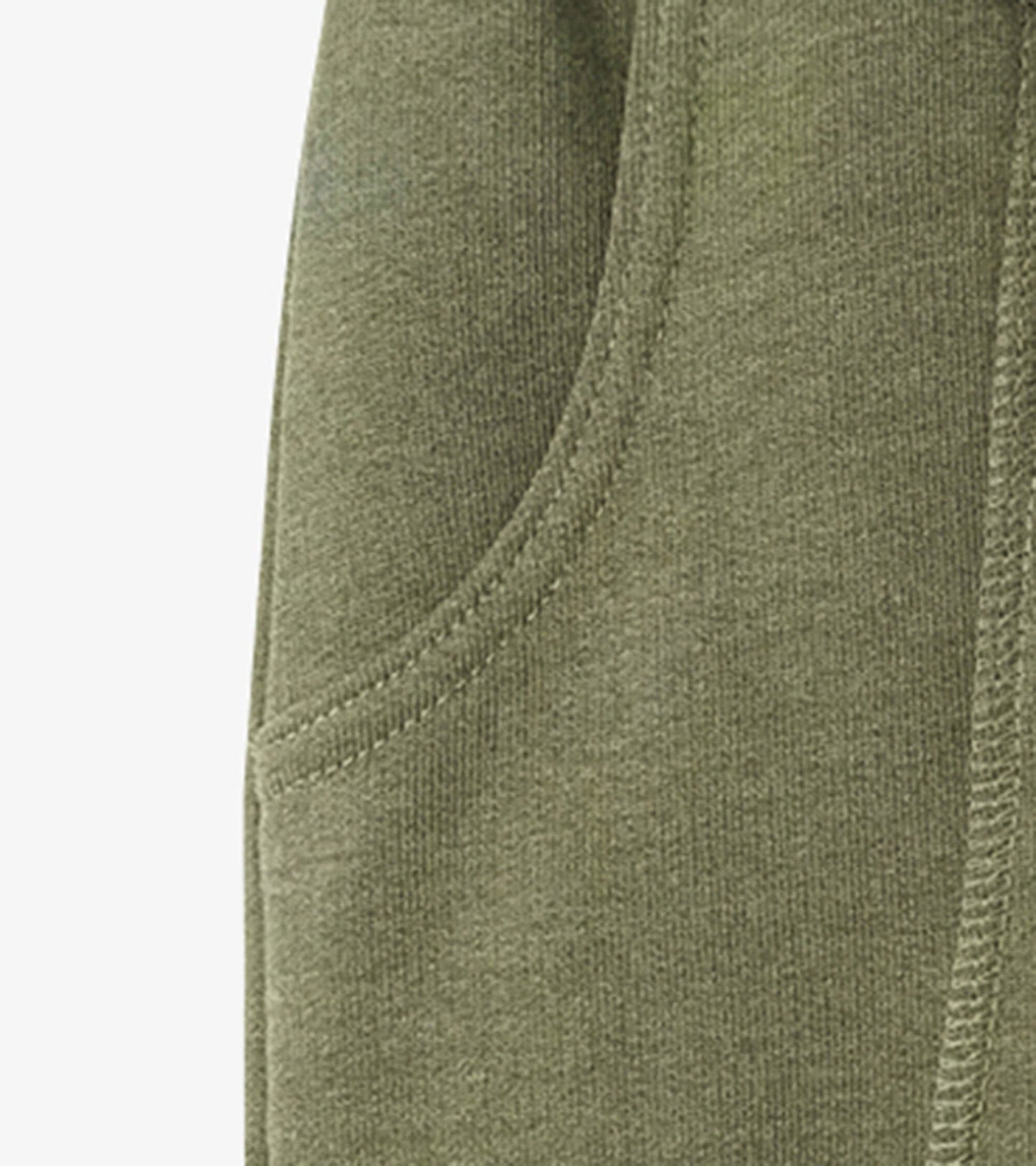 Green melange slim fit joggers with side pockets, made from soft material, suitable for casual wear.
