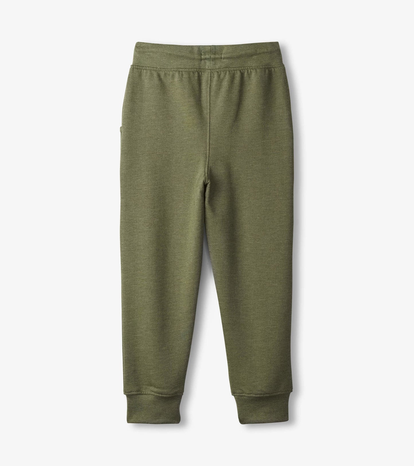 Green melange slim fit joggers with elastic waistband and cuffed ankles, suitable for casual wear.