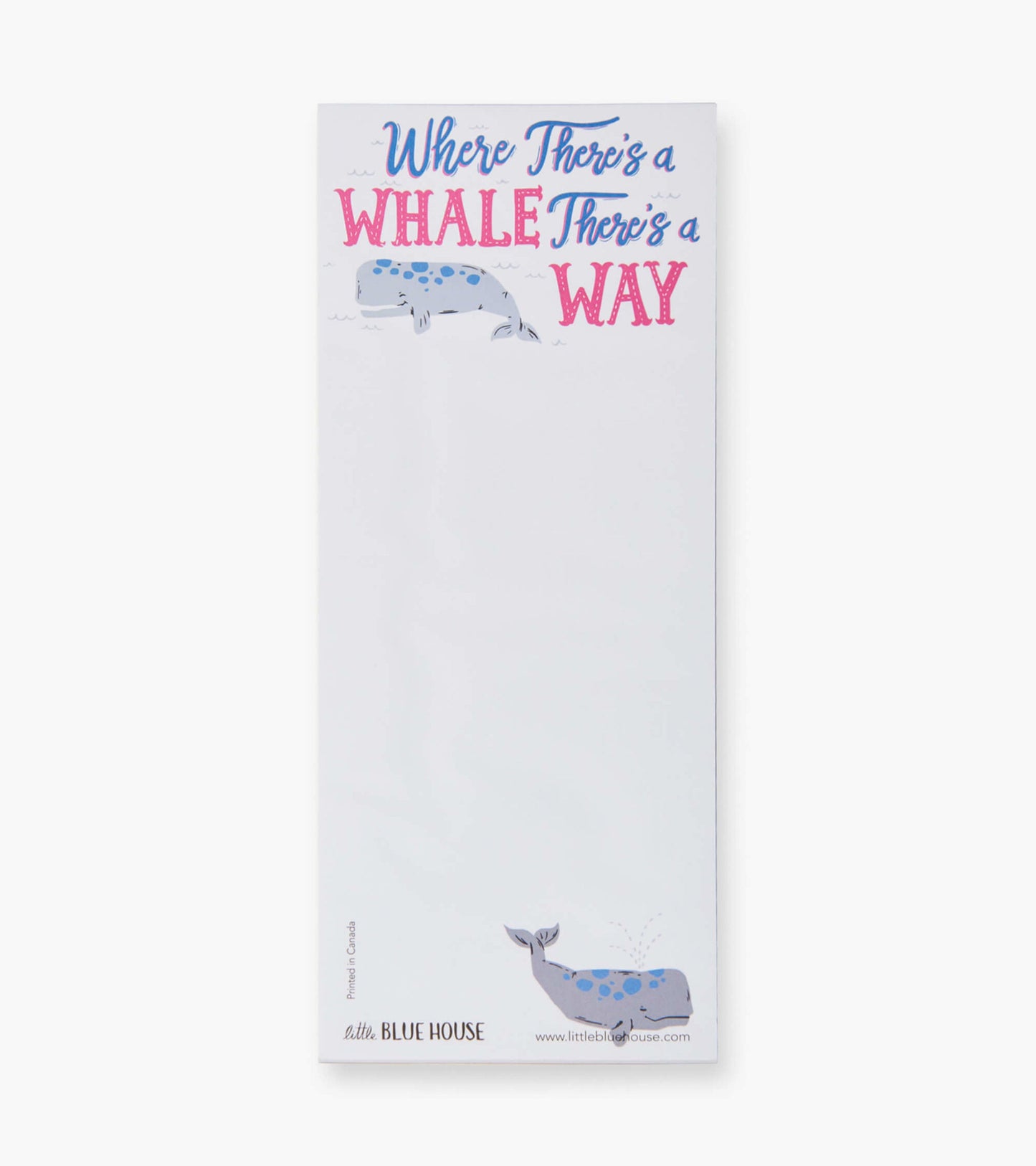 Magnetic notepad featuring a whale design with colorful text, ideal for making lists or notes.