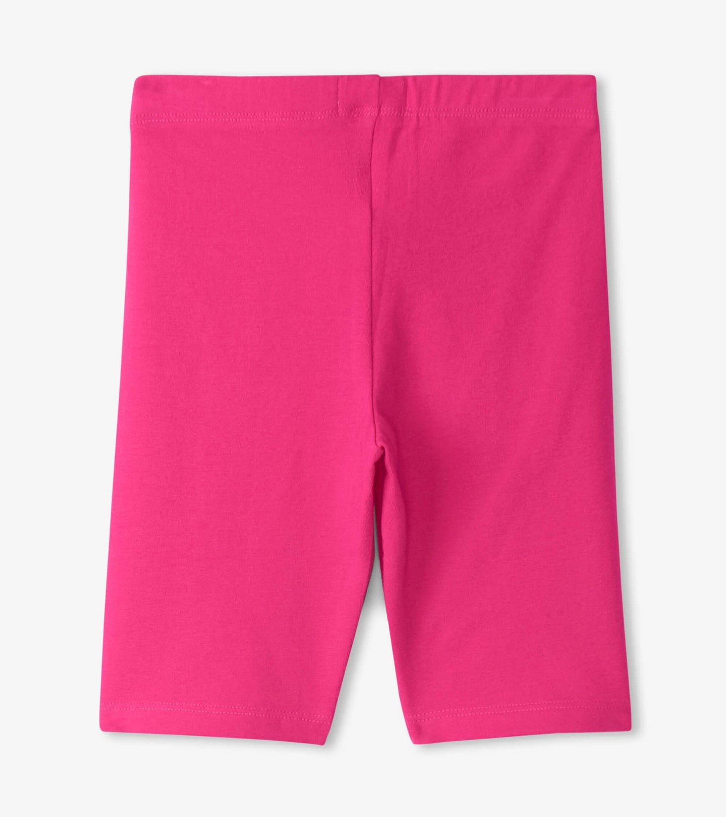 Fuschia bike shorts made of soft, stretchy material with an elastic waistband, suitable for active wear.