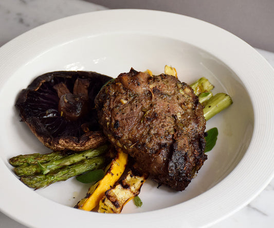 Grilled lamb chops with grilled vegetables