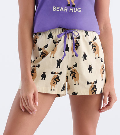 Women's Moose Bear Hug Pajama Shorts