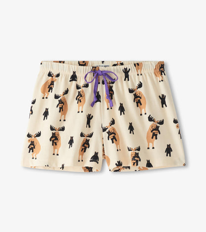 Women's Moose Bear Hug Pajama Shorts