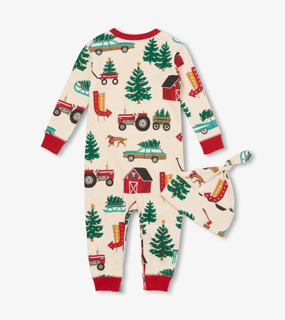 Baby Christmas Tree Farm Sleeper & Hat