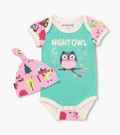 Baby Night Owl Bodysuit & Hat