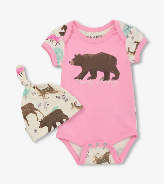 Baby Girls Forest Animals Bodysuit & Hat Hatley Little Blue House