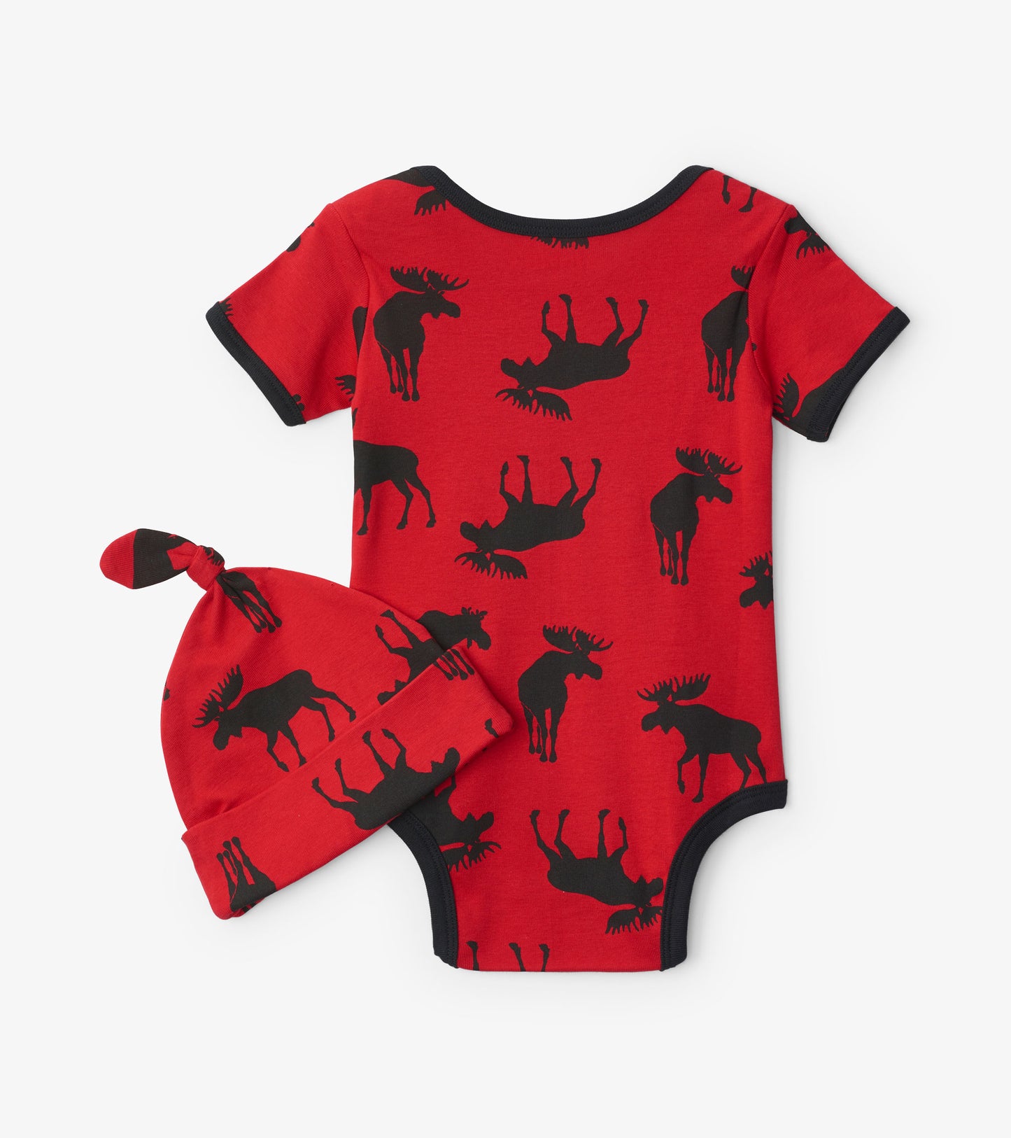 Moose on Red Baby Bodysuit with Hat