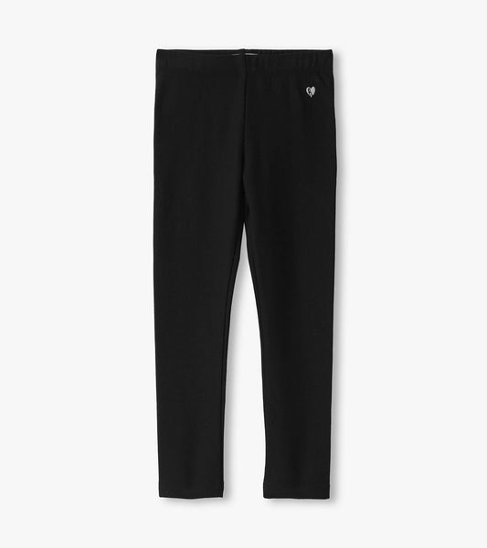 Black cozy leggings with a stretchy waistband, suitable for casual wear.