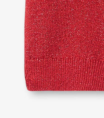 Red shimmer cable knit leggings with a soft texture, suitable for babies aged 0-24 months.
