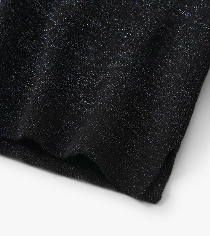 Black glitter turtleneck with a soft texture, suitable for girls, showcasing a stylish and festive design.