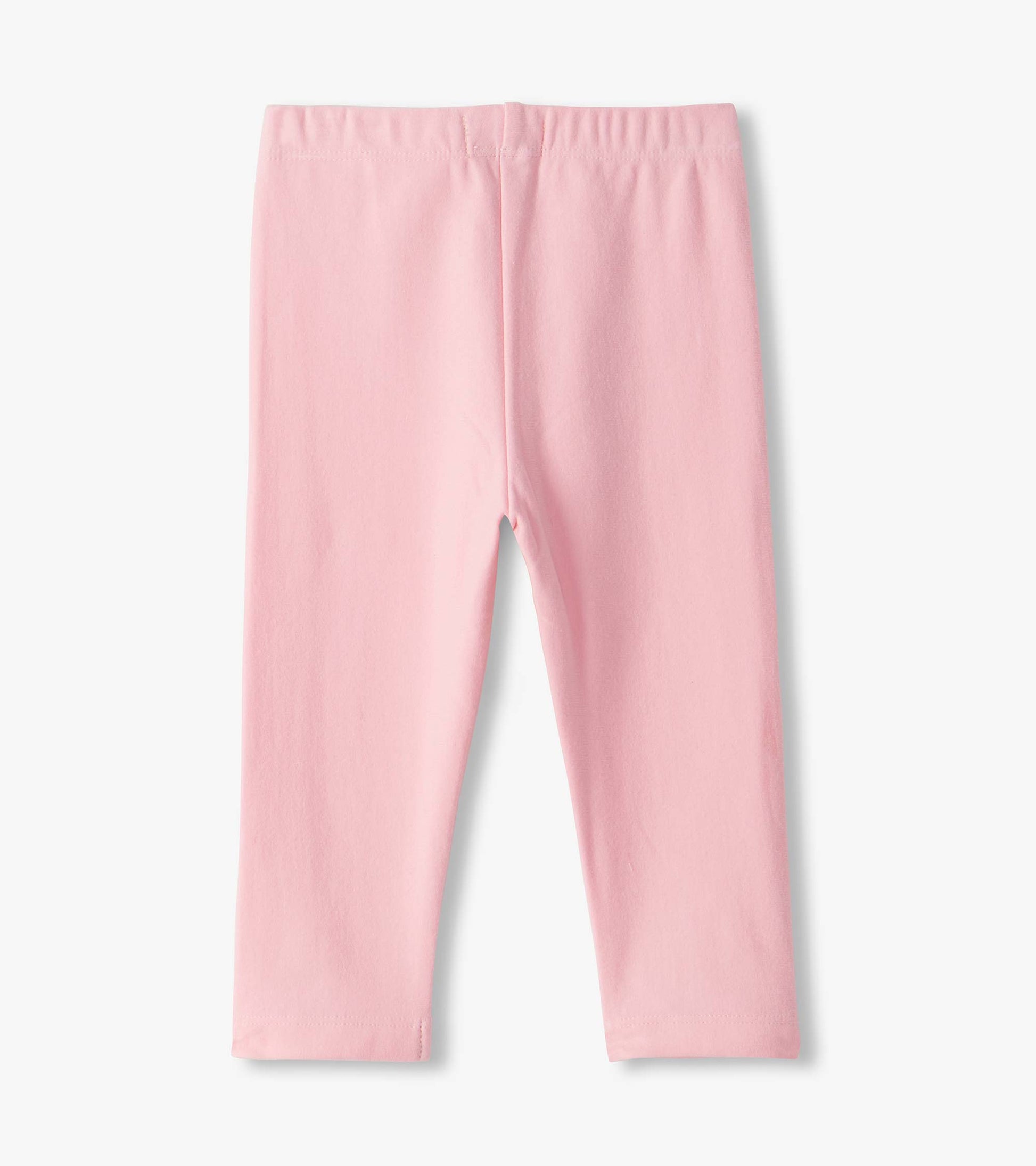 Back view of orchid pink infant leggings with an elastic waistband