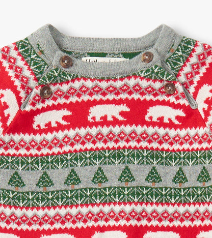 Baby Polar Bear Fair Isle Sweater Romper