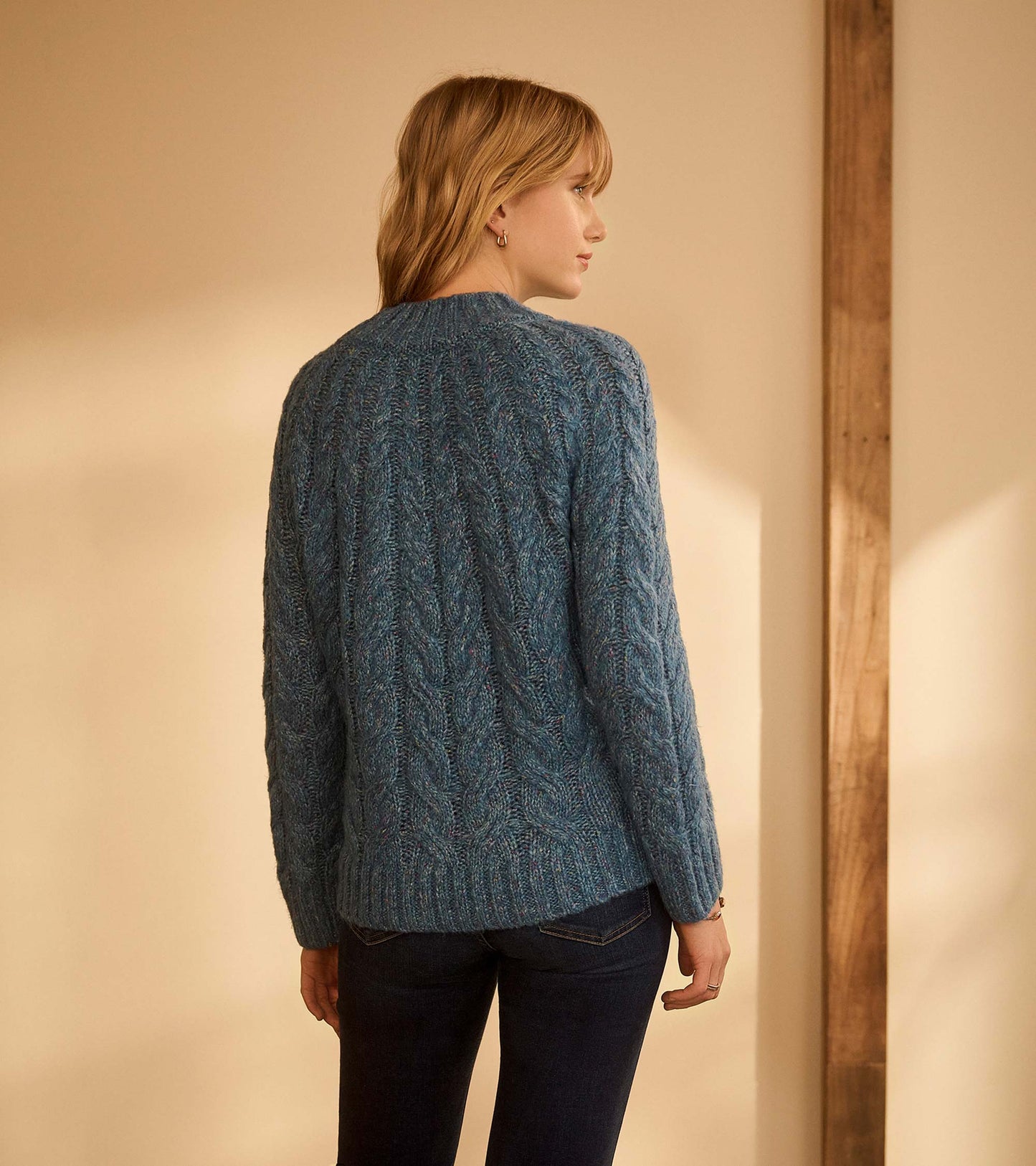 Dylan Cable Knit Sweater - Blue Heather