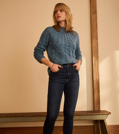 Dylan Cable Knit Sweater - Blue Heather