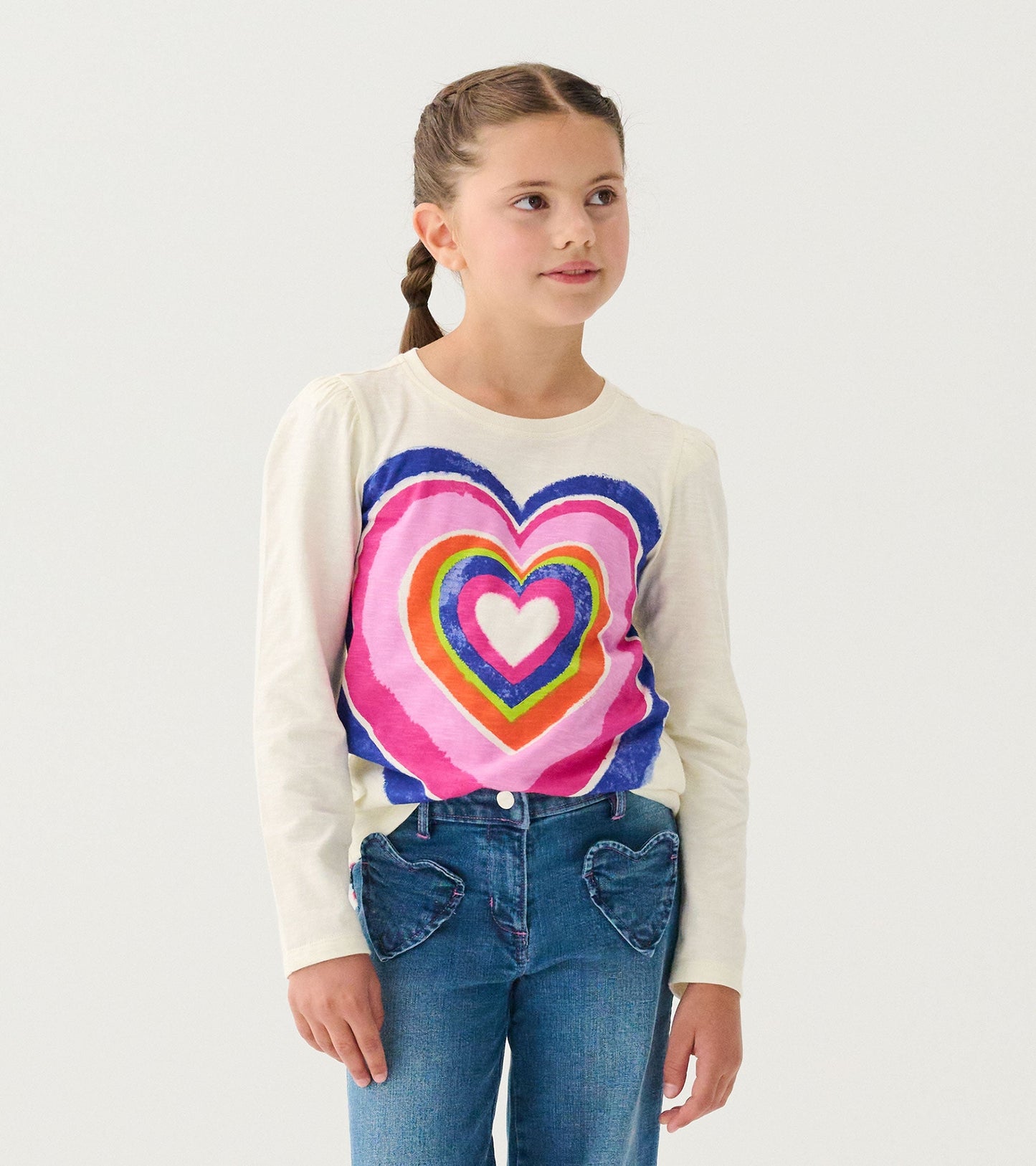 Girls Layered Hearts Long Sleeve Graphic Tee