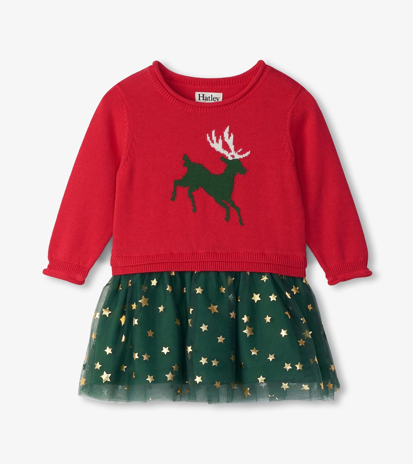 Baby & Toddler Holiday Reindeer Drop Waist Sweater Dress