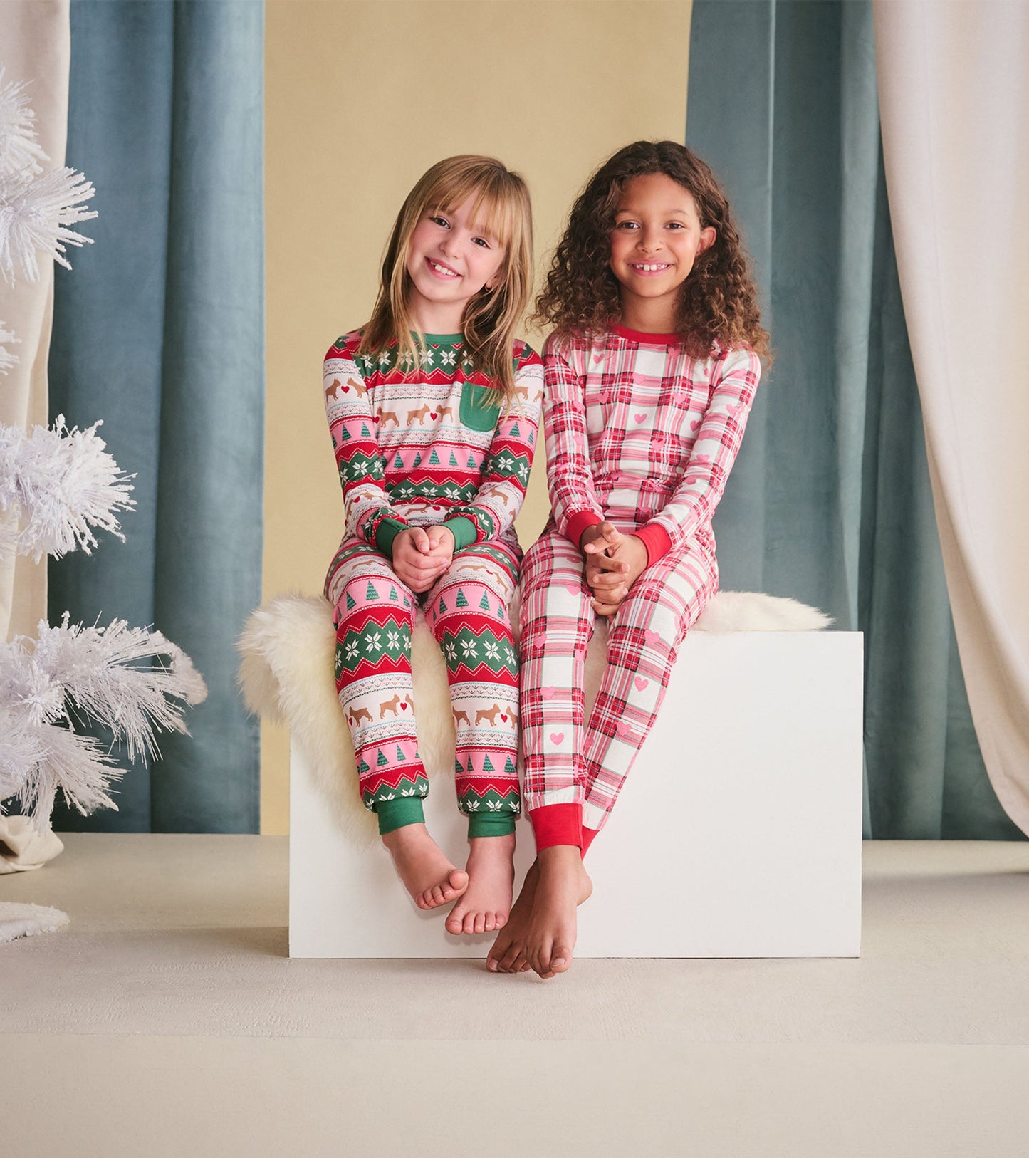 Girls Puppy Hearts Fair Isle Bamboo Pajama Set