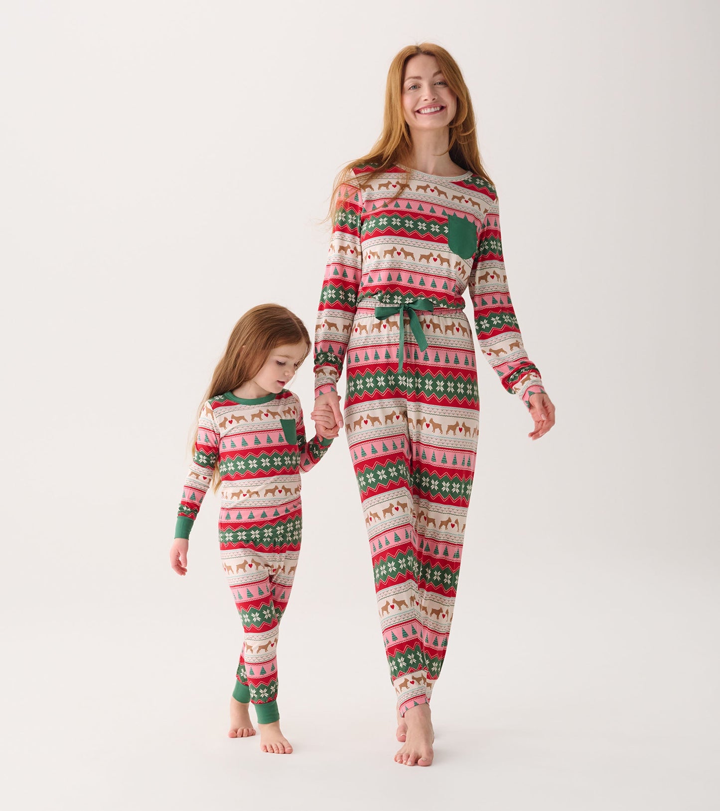 Girls Puppy Hearts Fair Isle Bamboo Pajama Set