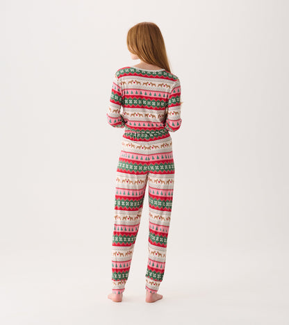 Women's Puppy Hearts Fairisle Bamboo Pajama Set